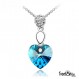 Дамско колие с красиво синьо сърце Swarovski